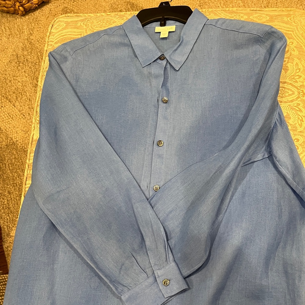 J Jill Love Linen Longsleeve Shirt - Size M